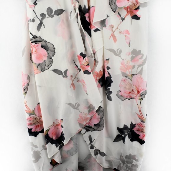 City Chic Dress 16W Womens Plus Maxi White Floral High-Low Cold-Shoulder V-Neck - Picture 6 of 8